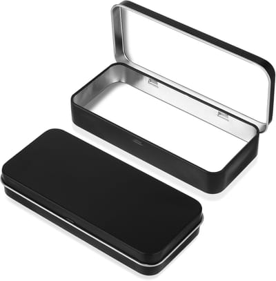 Metalen rechthoekige lege scharnierende tinnen doos voor opslag van sieraden en knutselmaterialen in huis