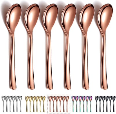NTHProducts - Set van 6 koffielepels - Roze goud - Staal met titanium coating - Theelepel - Perfect voor dagelijks gebruik - Ideaal voor desserts