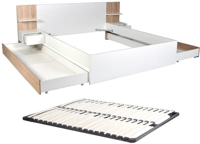 Vente-unique Bedframe hout natuurlijk licht, wit 160 x 200 cm