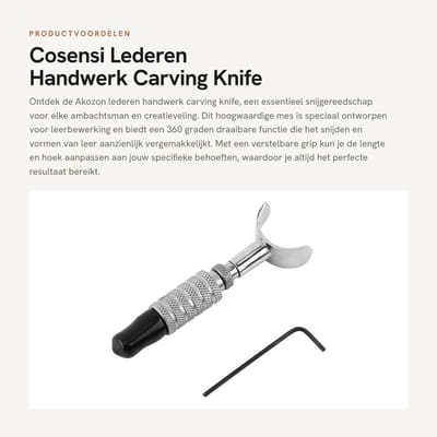 Dailygoods- Carving Mes Hoogwaardig Gereedschapsstaal - Draaimes - Verstelbare Greep - U-vormige Holle Keel - Ideaal voor Leerwerkzaamheden - Afmetingen 1,3 x 8,3 cm - Snijmes