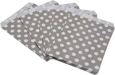 Traktatiezakjes - Uitdeelzakjes - Verjaardagzakjes - Feestzakjes - Snoepzakjes - Grijs - Witte Stip - Papier - 13x18 cm | Polkadot - Dots | Geboorte - Verjaardag - Bruiloft - Feest - Babyshower | Traktatie - Kado - Party Gift | Snoep - Koek – Donuts