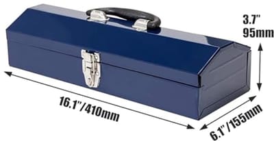 Draagbare Stalen Gereedschapskist 16 inch met Metalen Klink Sluiting - Blauw