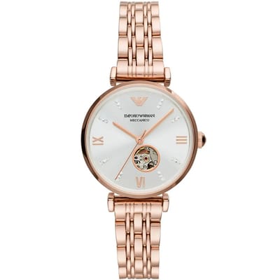 Emporio Armani AR60023 Gianni T-Bar Automatisch Dameshorloge 34mm helder roze