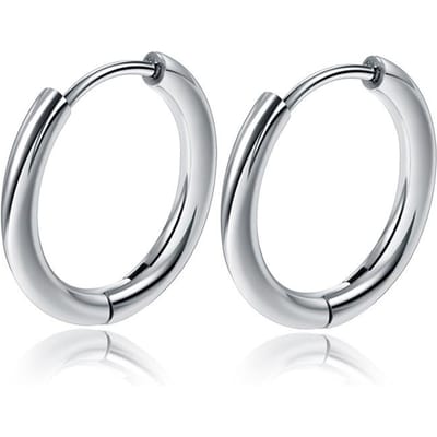 1 Paar RVS Ronde Hoepel Oorbellen Voor Dames 2,5 Mm Dik Hip-Hop Straat Pop Oorbel Klassieke Huggie Dagelijkse Sieraden 2.5x14mm white