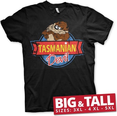 Looney Tunes Tasmanian Devil Big & Tall T-shirt Zwart