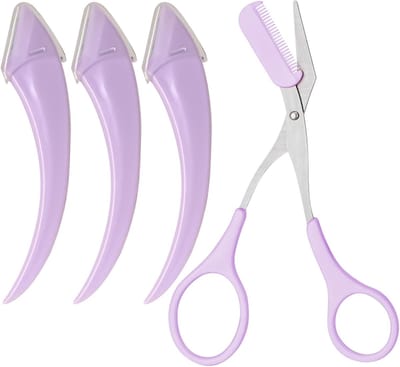 Wenkbrauwschaar Set - Gezichts Haar Trimmer - Precisie Styling - 4 Delig Zorgpakket - Compact Ontwerp
