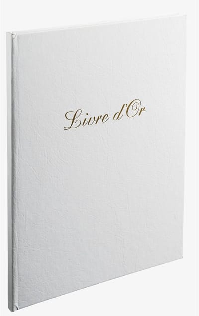 Exacompta 2x Gastenboek Balacron omslag met opschrift Livre d'Or - 100 pagina's - 27x22cm verticaal - Wit - 4982E