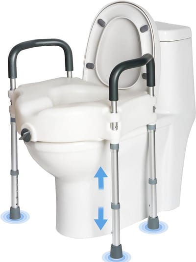 Toiletverhoger met handgrepen - Zitverhoger - Onafhankelijk Zitten - Verstelbare Hoogte - 10 cm Verhoging - Wit