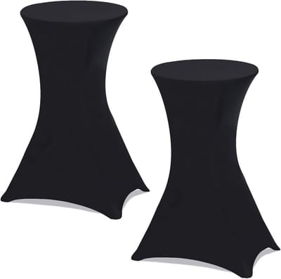 Set van 2 zwarte stretch hoezen voor hoge bistrotafels (105 cm)