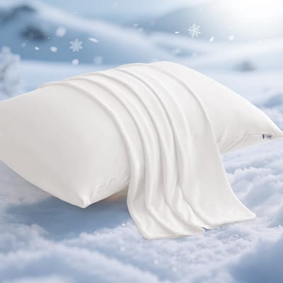 Verkoelende Kussenslopen Set van 2 – Arc-Chill Cooling Fiber & 100% Katoen – Ademende Zomerse Kussenhoezen voor Koel Slaapcomfort – 50x75 cm Wit