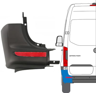 Hoek achterbumper + reflectorlamp voor Mercedes Sprinter 2018- / Links / Set