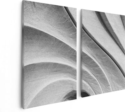 Artaza Canvas Schilderij Tweeluik Abstracte Kunst Gestreepte Stenen in het Grijs - 80x60 - Foto Op Canvas - Canvas Print
