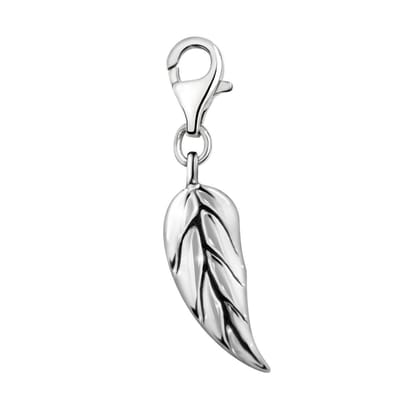 Quiges – Charm – Hanger - Blad - Verzilverd - karabijnslot - geschikt - voor - Bedelarmband - QHC218