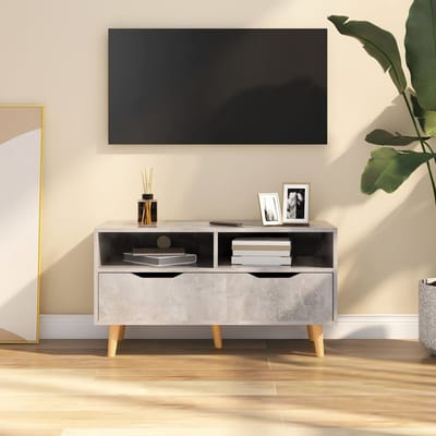 vidaXL - Tv-meubel - 90x40x48,5 - cm - bewerkt - hout - betongrijs