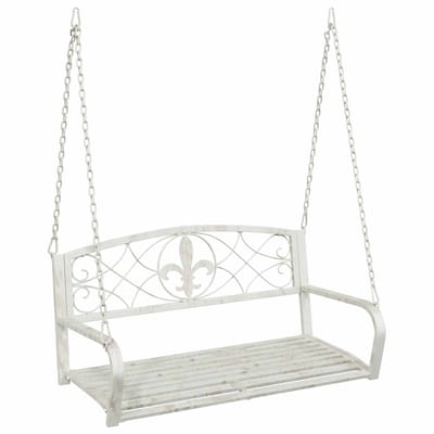 vidaXL - Schommelbank - Staal - 110,5 - x - 59 - x - 55 - cm - Antiek - wit