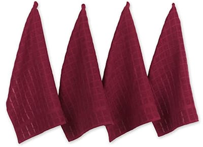Vaatdoek Set - Keukendoeken Katoen - Keuken Schoonmaken - Ultra Absorberend - 4 Stuks 16x26 - Wijnrood