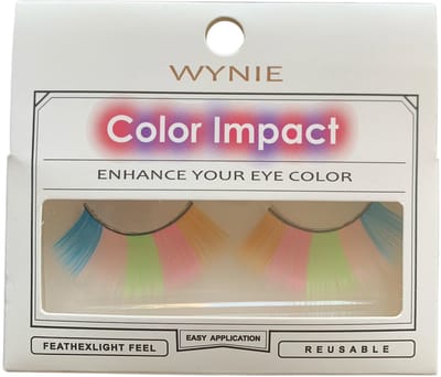 Wynie - Nep Wimpers - Valse Wimpers - Fake Lashes - Geel Fel Roze Groen Roze Blauw - 2,2 cm. lang - Zonder lijm - 1 Paar - UA153415