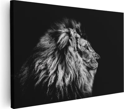 Artaza Canvas Schilderij Leeuwenkop - 30x20 cm - Klein - Muurdecoratie Dieren - Wanddecoratie Leeuw - Kamer Accessoires Woonkamer