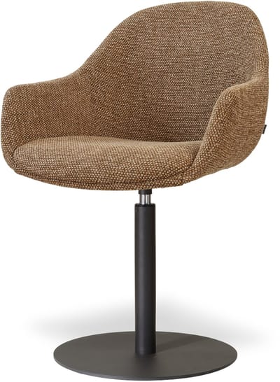 Nolon Niva-Mae Draaibare Tulp Eetkamerstoel Bruin Blend - Mat Zwart Onderstel - Stoffen - Scandinavisch - Comfortabel