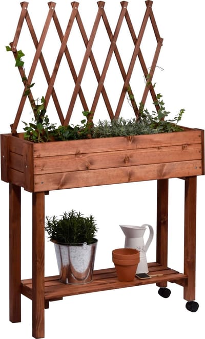 dobar-Verhoogd-Bed-met-latwerk-verrijdbaar-bruin