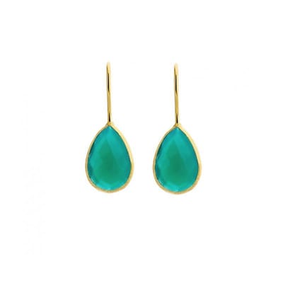 Dames Oorbellen Goudkleurig Groene Toermalijn Druppel Mini (14K Gold Plated) | cadeau dames