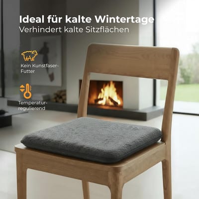 Novaliv 2-delige set wollen zitkussens, 38 x 38 cm, antraciet, dubbelzijdig, zuivere scheerwol, omkeerbaar, natuurlijke wol, temperatuurregulerend en ademend, vierkant, plat, onderhoudsvriendelijk, gemaakt in Duitsland.
