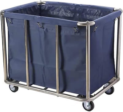 Waswagen met Wielen - Linnenkar - Huishoudelijk Gebruik - Roestvrijstalen Frame - 400 Liter - Beige
