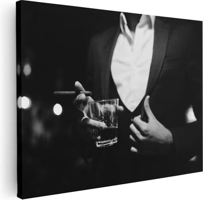 Artaza Canvas Schilderij Maffia - 40x30 cm - Klein - Wanddecoratie Mannen - Muurdecoratie Pak - Schilderijen Op Canvas