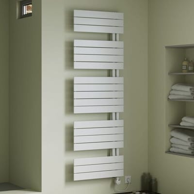 Megabad Profi Collection Plan Open E bathroom radiator 60 x 74.5 cm, purely electric, towel opening on the left, heating element type 4 MBPA745600WT4L