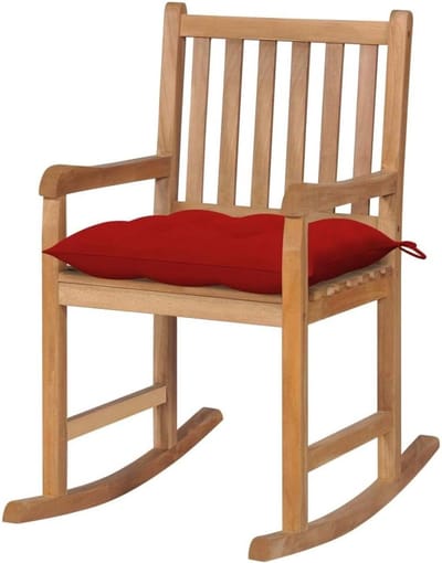 Schommelstoel met kussen - Houten stoel - Ontspannen Buiten - Duurzaam Teak Hout - 92.5 x 58 x 106 cm