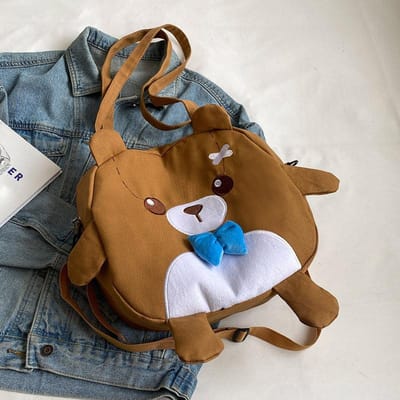 Schattige Cartoon Beer Canvas Tas voor Vrouwen Japanse Harajuku Veelzijdige Crossbody Tas Grote Capaciteit Student Klas Handtas brown