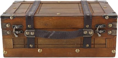 Houten Schatkist - Opbergkoffer Houten Kist - Spullen Opbergen - Met Slot - 10x10x10 mm - Veelkleurig