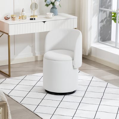 STILVORA Draaibare Schminkstoel Met Opbergruimte - 360° Draaibare Kaptafelstoel - Gestoffeerde Fauteuil - Multifunctionele Make-up & Eetkamerstoel - Fluweel - Roze