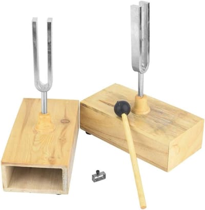 Tuning Fork 440Hz met Houten Resonatorbox en Knockerd - Perfect voor Experimenten en Geluidsanalyse