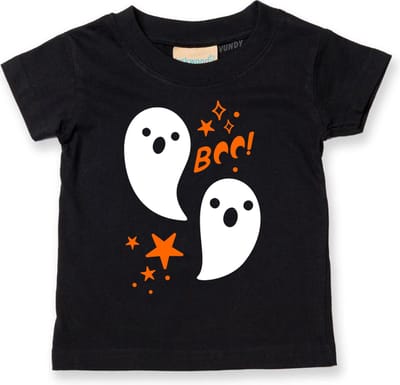 T-shirt kind Halloween Boo Spookjes | Halloween kostuum kind dames heren | verkleedkleren meisje jongen | Zwart | maat 68