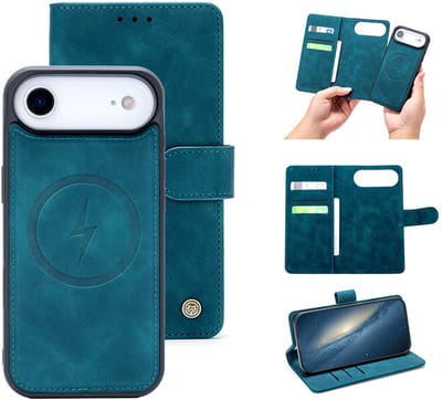 Casemania Hoesje Geschikt voor Apple iPhone 17 Air - Emerald Green - Kunstleer 2 in 1 Afneembare Bookcase - Geschikt voor MagSafe - Magnetische Telefoonhoesje met Pasjeshouder en Standaardfunctie