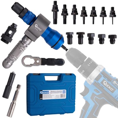 GEKO Nit- en moeradapter met handgreep - 3-in-1 - CrV-Mo staal - 170 mm - Inclusief opbergkoffer