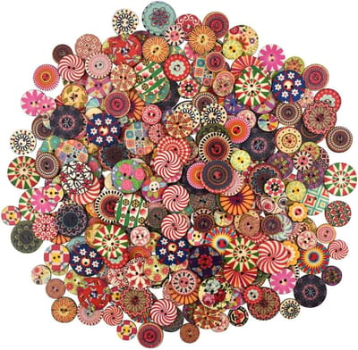 200-delige Knoppen - Houten knopen - Kledingknopen - Naaiknopen - Ronde kinderknopen - Rond - Dubbele gaten - 1,5 cm - Geschikt voor naaien, knutselen, doe-het-zelf sieraden, enz. - Verkrijgbaar in diverse kleuren