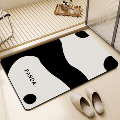 Tapis de sol de salle de bain Panda Doux Boue de diatomées Absorbant l'humidité Séchage rapide Antidérapant Tapis de porte de toilette Tapis de pied de toilette Salle de bain Maison 40*60CM
