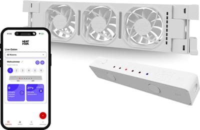 Heatfan 3 - Single Set - Wit - Radiator Ventilator – Radiator Ventilator – met WIFI Controller – Energiezuinige Radiator Fan voor Verwarming – Geschikt voor radiatoren van 30 cm t/m 60 cm