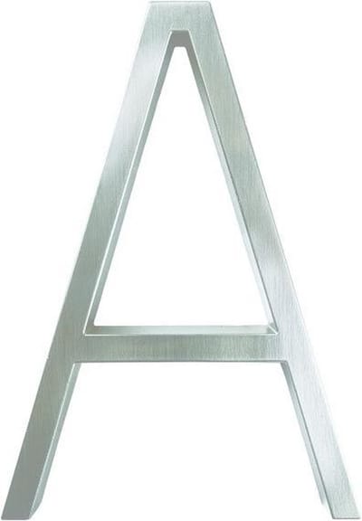 Huisnummer Zilver 12,5 cm letter A - Chrome Huisnummer - modern huisnummer 125 mm