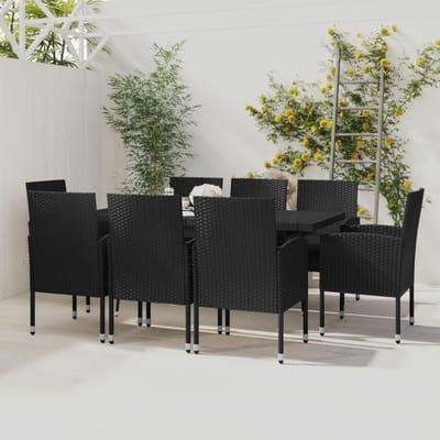vidaXL - 9-delige - Tuinset - poly - rattan - zwart