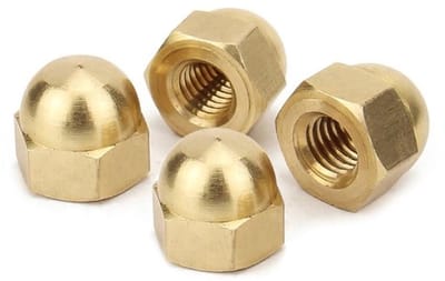Messing koepelkop doppen M10 (10 stuks) - zeskant dopmoeren voor machines en voertuigen met bandenbevestiging.