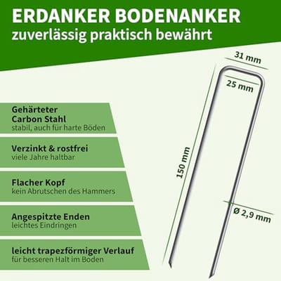 Grondankers voor Tuin en Camping - Roestbestendig en Robuust - Set van 50 Stuk
