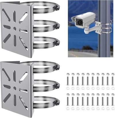 Camera Montagebeugel - Bevestigingsset Beveiliging - Installatie Bewakingscamera - Roestvrij Staal Materiaal - Compact Formaat - Zilverkleurig