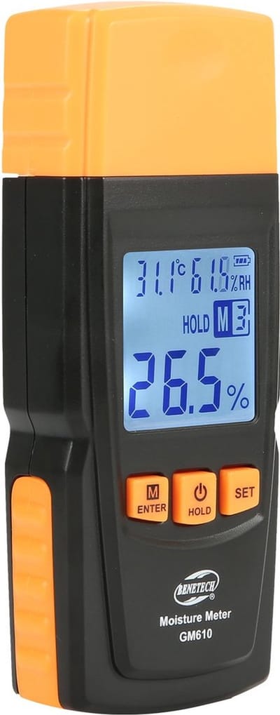 Benetech GM610 3in1 Houtvochtmeter + Omgevingstemperatuur + luchtvochtigheid - 28 houttypen - Hold + Max functie