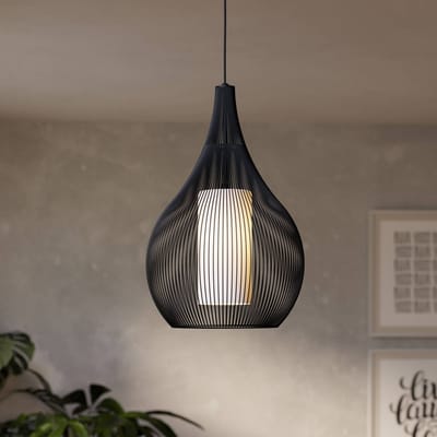 EGLO Razoni 1 Hanglamp - E27 - Ø 42,5 cm - Zwart|Wit - Staal|Glas