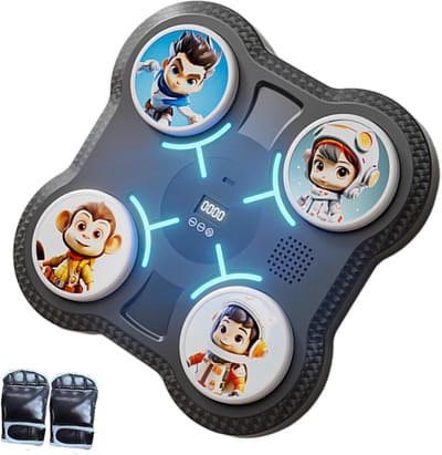 Muziek Boksmachine - Trainingsapparaat - Reactievermogen Trainen - Boorvrij Installeren - 35 x 35 x 8 cm - Zwart