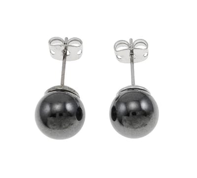 Edelstenen oorbellen Hematite Stud 6 mm - oorknoppen - zwart - hematiet - edelstaal - hoogglans - luxe sieraden zakje - oorbellen dames - zwarte oorbellen - oorknopjes - kleine oorknopjes