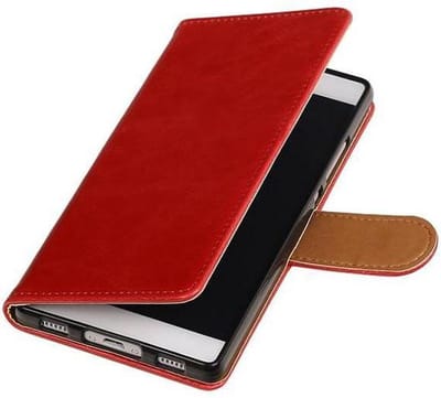 Zakelijke Book Case Telefoonhoesje Geschikt voor de Huawei P9 - Portemonnee Hoesje - Pasjeshouder Wallet Case - Rood